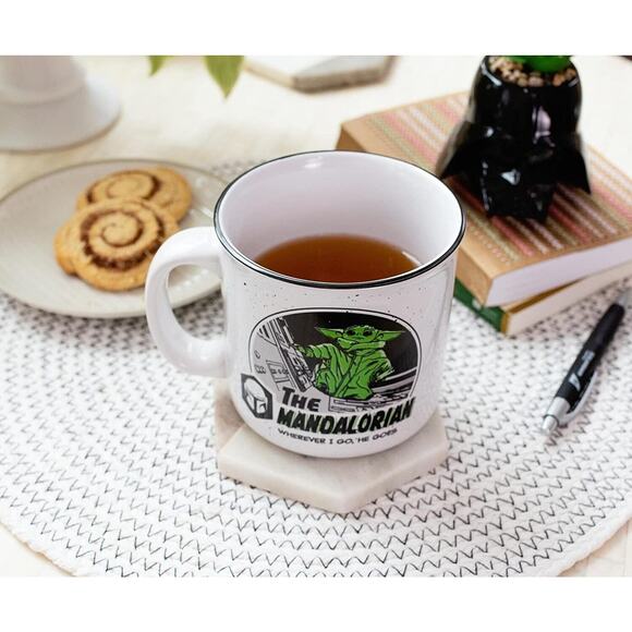Star Wars Mandalorian Baby Grogu Yoda Wherever I Go He Goes 20oz Ceramic Mug - Picture 5 of 7